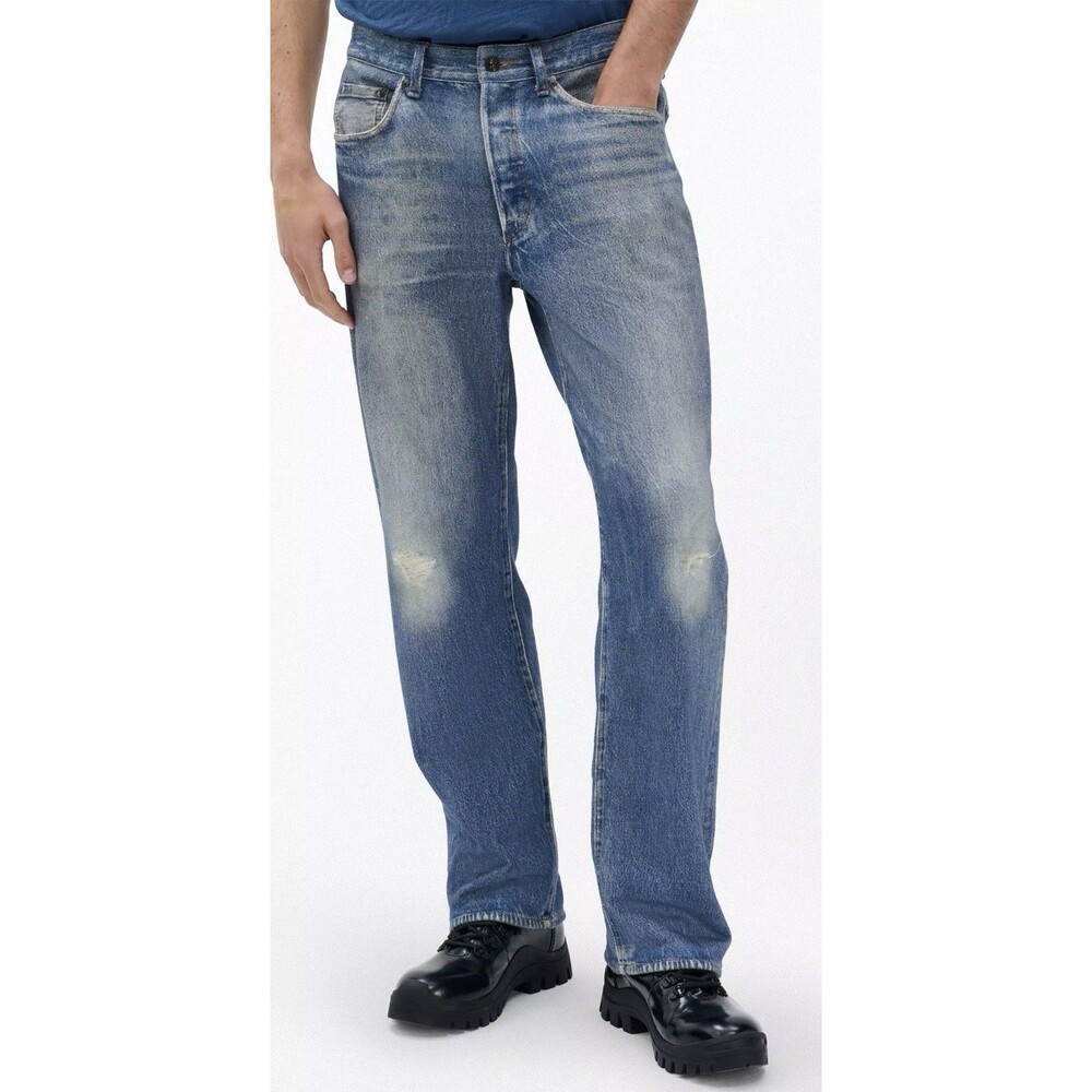 Rag & Bone Miramar Fit 4 Straight Pant Men Sz 32x30 Blue Knit Jeans Comfy NWOT